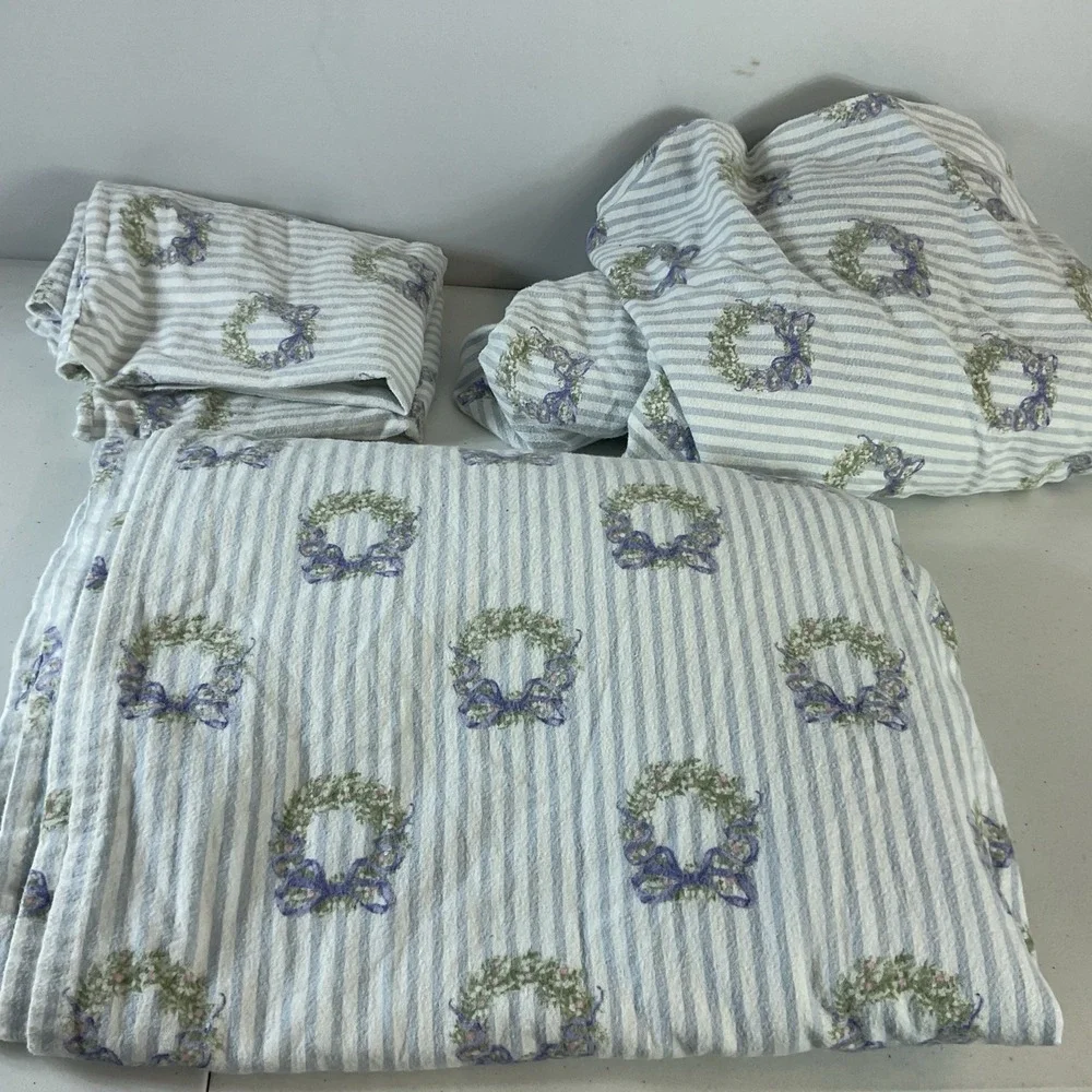 Pottery Barn Teen‎ Georgia Wreath Organic Flannel Sheet Set TWIN XL Winter Sham